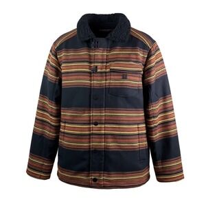 ROARK Axeman Jacket navy stripe fleece quilt Sherpa lined wool blend 90s‎ sz M